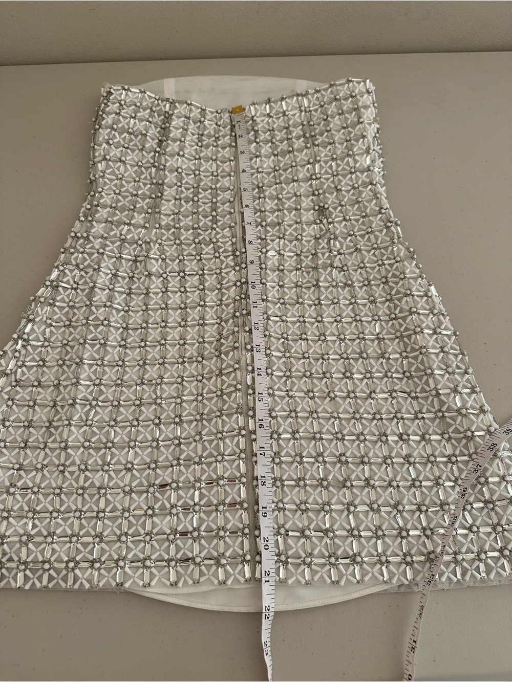 NWT Ramy Brook Harper Beaded Strapless Mini Dress Ivory Silver 6 Bridal $1095 - Picture 9 of 11
